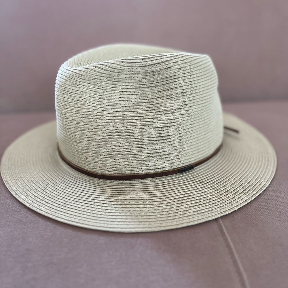 Brixton packable straw hat / fedora in tan